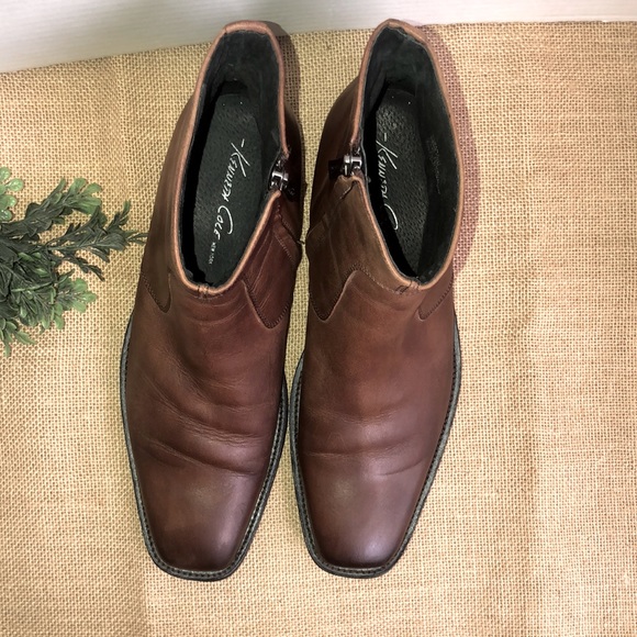 Clean Cut Kenneth Cole low Brown Leather Boots Men’s size 7.5 M Like New - Picture 2 of 8